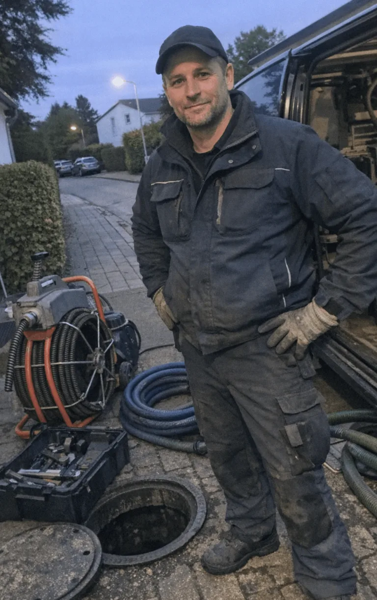 Sorgfältige Rohrreinigung in einem Wohnhaus
