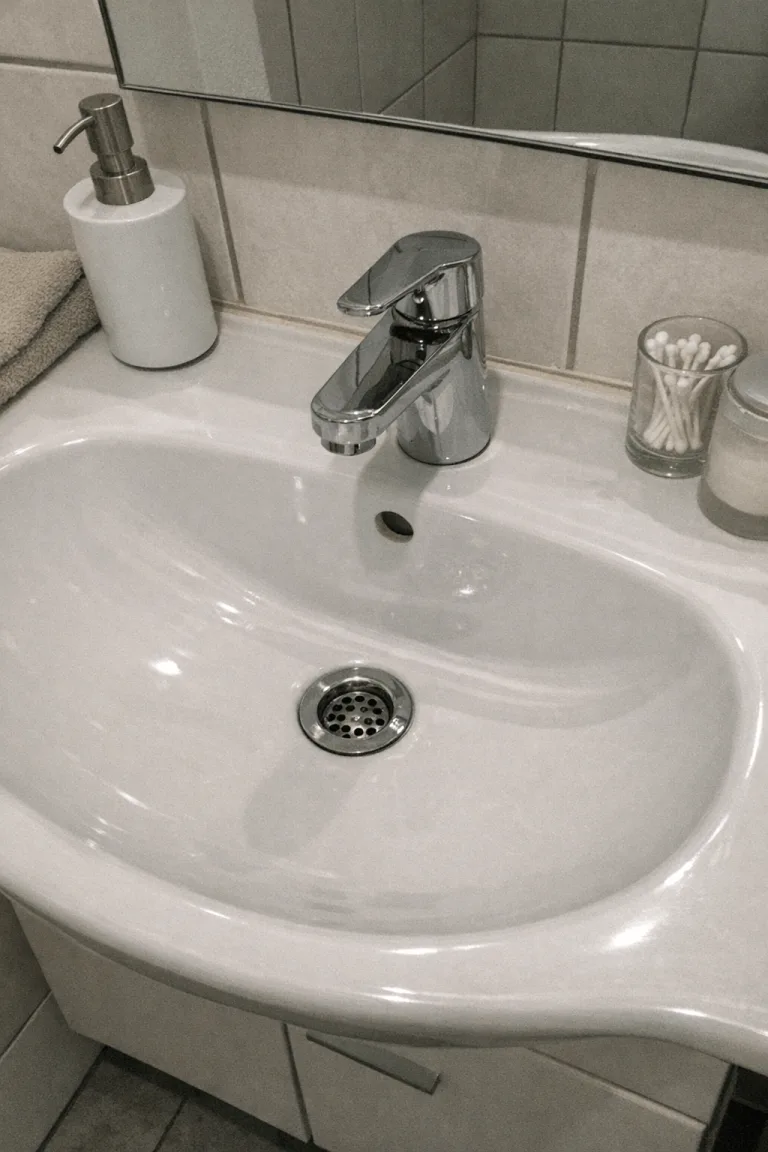 Sauberes Waschbecken im Badezimmer als Symbol für freie Abflüsse